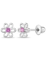 ravishing sterling silver 7mm pink birthstone baby earrings